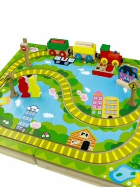 Wooden Case Train 16 Pc Playset - Colorful Kids Toy